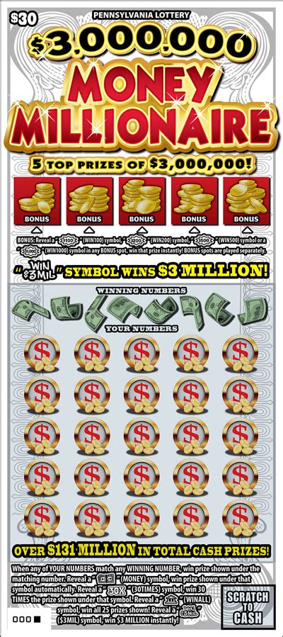 Line, 4 corners, x, or twist. Pennsylvania Lottery - Scratch-Offs - $3,000,000 Money ...