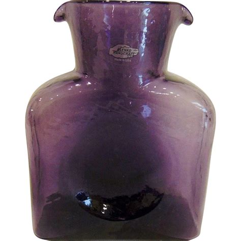 Signed Blenko Amethyst Purple Water Bottle Carafe In 2020 Blenko Glass Glass Collection Bottle