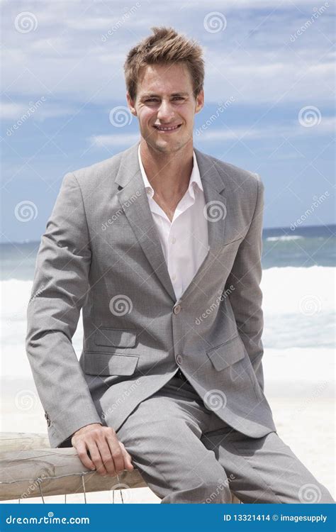 Business Man Sitting On The Beach Stock Photo Image Of Entrepreneur