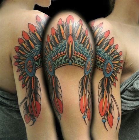 cool native american headdress tattoo meaning references cassual outfit apparel