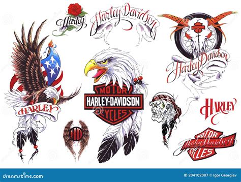 Harley Davidson Eagle Logos Tattoos