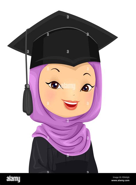 Illustration Of A Graduating Muslim Girl Wearing A Hijab And A