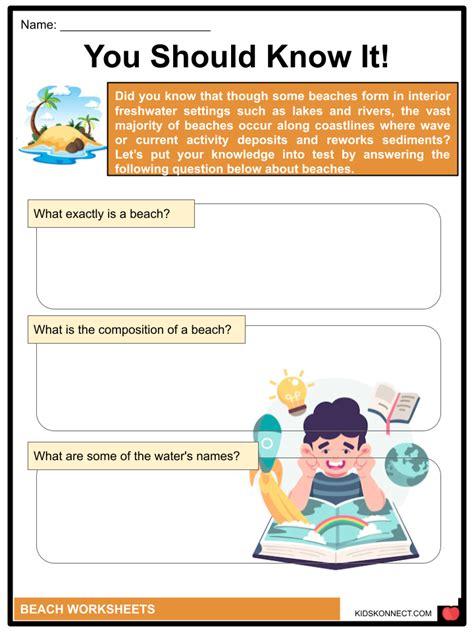 Beach Facts And Worksheets Tides Landforms Beach Animals
