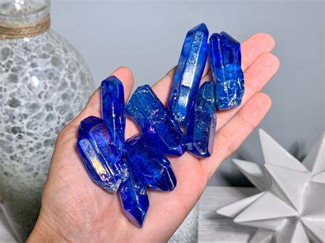 Blue Aura Quartz Point Aura Quartz Stone Electroplated Quartz