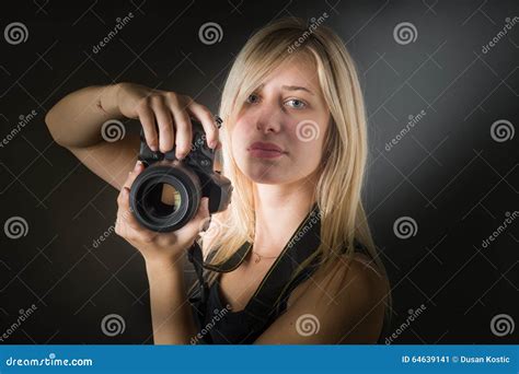 Young Woman With Camera Stock Image Image Of Camera 64639141