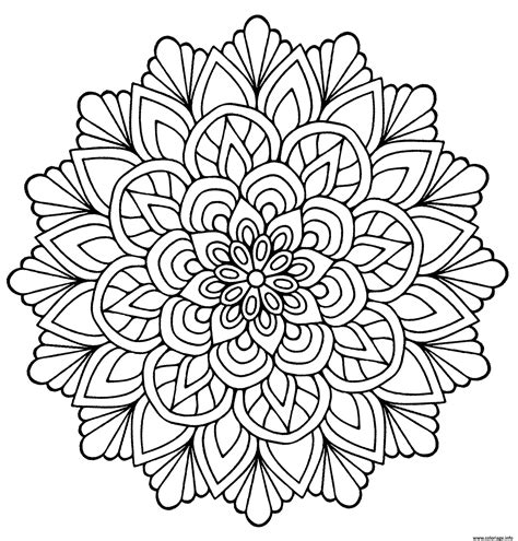 Coloriage Mandala Fleur Avec Feuilles Jecolorie