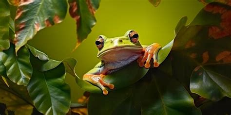 Premium Photo Dumpy Frog On Leaves Frog Amphibian Reptile Generative Ai