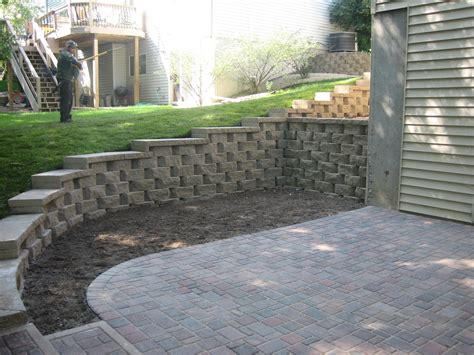 Retaining Wall With Caps And A Paver Patio Installed In