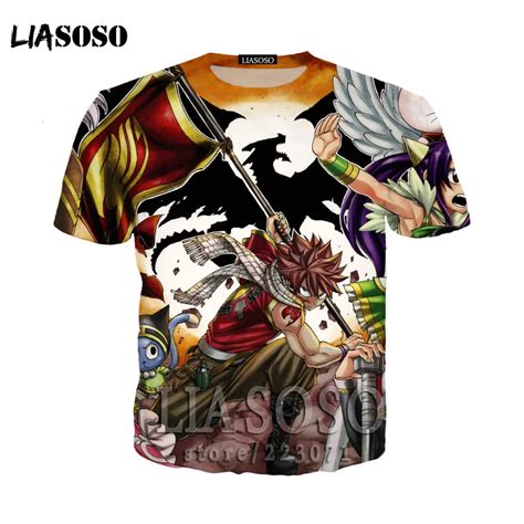 Liasoso Fairy Tail Mens T Shirt Tee Shirt Giapponese Famosa Maglietta
