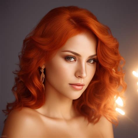 premium ai image a woman with red hair and a blue eyes looks at the camera