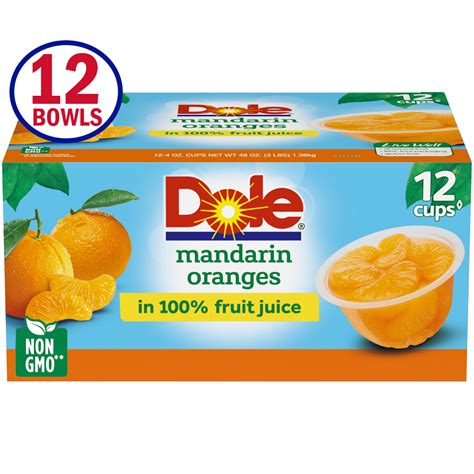 12 Cups Dole Mandarin Oranges In 100 Fruit Juice 4oz Fruit Bowls