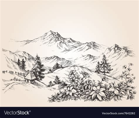 Mountains Landscape Sketch Royalty Free Vector Image