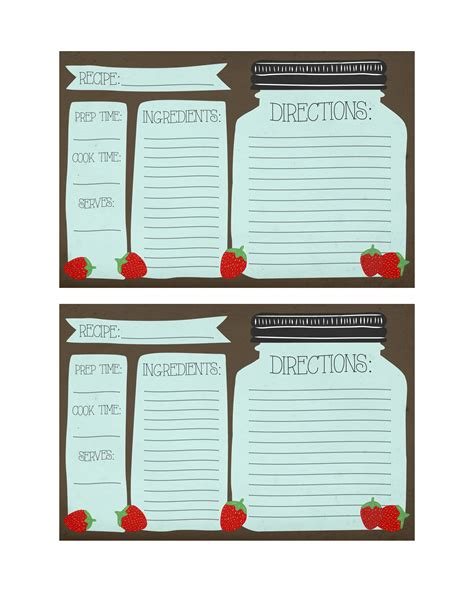 Create a blank recipe card. 6 Best Images of Cute Printable Recipe Cards Strawberry ...