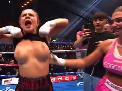 Boxer Daniella Hemsley Flashes Tits To Celebrate Win