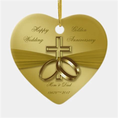 Religious Golden 50th Wedding Anniversary Ornament Uk