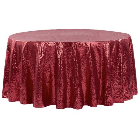 Glitz Sequins 132 Round Tablecloth Burgundy Cv Linens