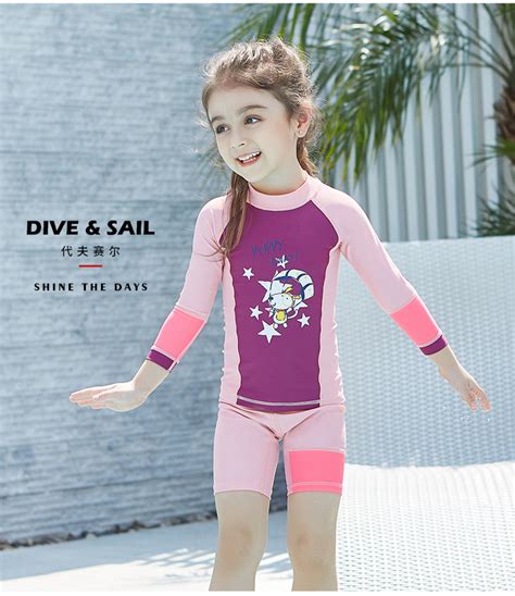 One Piece Suits Girls Boys Swimsuit Upf 50 Uv Long Sleeve Swimwear