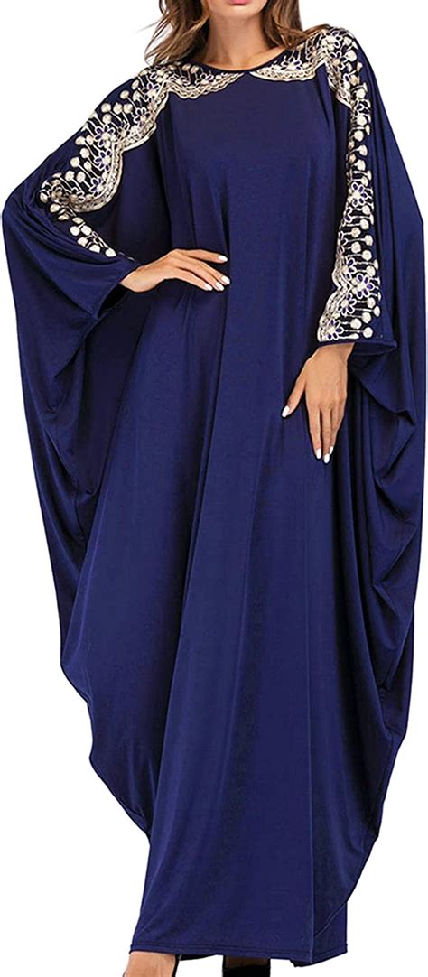 Qianliniuinc Muslimische Kaftan Kleider Damen Lang Islamische Kleidung Gebetskleidung Für
