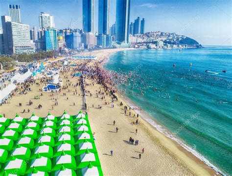 Vista Aérea De Haeundae Beach Event Busan Corea Del Sur Asia 2023