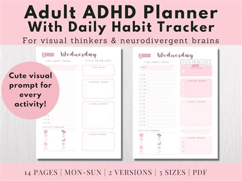 Adhd Daily Planner Adult Daily Routine Everyday Habit Etsy