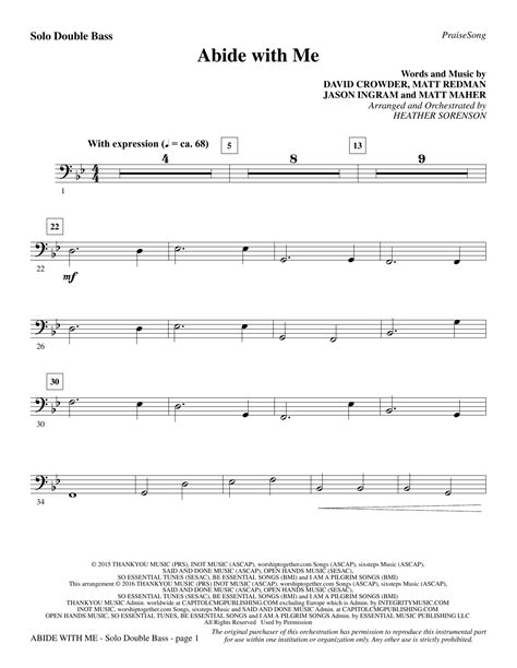 Heather Sorenson Abide With Me Solo Double Bass Sheet Music Notes