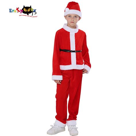 Eraspooky Velvet Santa Claus Costume For Kids Christmas Cosplay