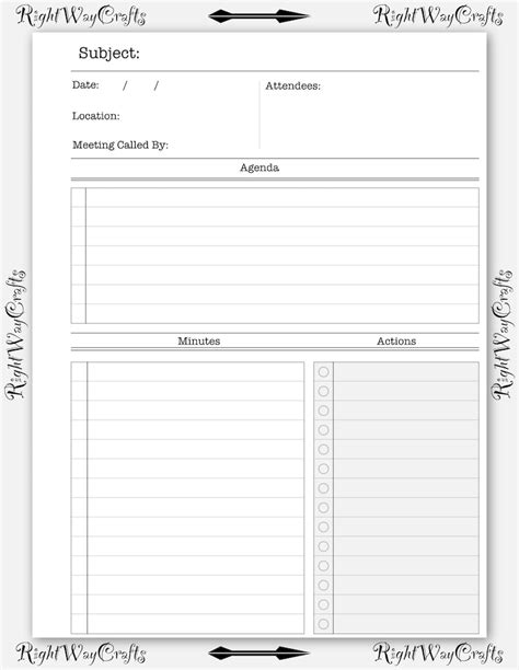 Remarkable 1 And 2 Template Meeting Minutes Digital Download Etsy