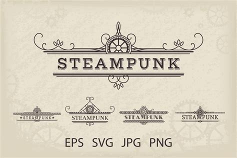 5 Vintage Steampunk Labels Svg Eps Png 