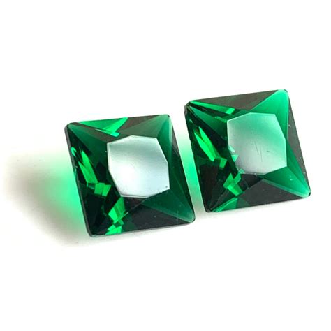 9mm Lab Emerald Faceted Square Radiant Cut Gemstone Loose Lab Etsy