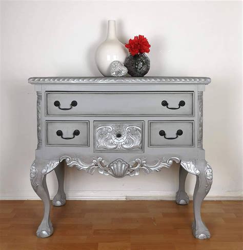 Grey And Silver Ornate Chest Of Drawers Grey Painted Furniture
