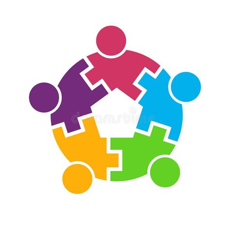 Teamwork 5 Circle Interlaced Logo Stock Vector Illustration Of