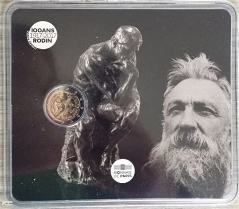 2 Euro France 2017 100 Years Death Of Auguste Rodin Bu Fdc Coincard