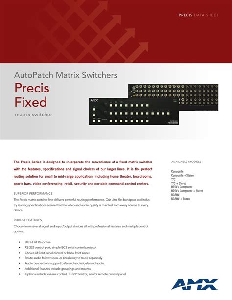 Amx Precis Avs Pr 1208 142 Matrix Switcher Datasheet Manualslib