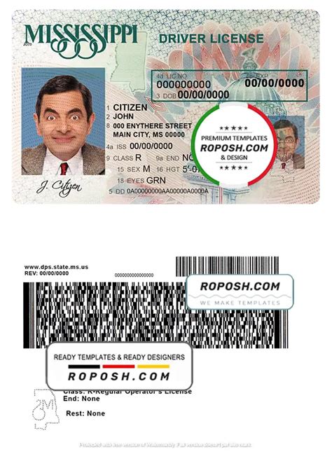 Usa Mississippi Driving License Template In Psd Format Roposh