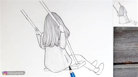 آموزش نقاشی دختر رو تاب نشسته