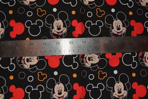 Black Mickey Mouse Head Fabric Head Toss Quilt Fabric Disney For Springs