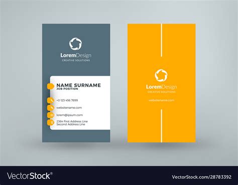 Vertical Double Sided Business Card Template Vector Image