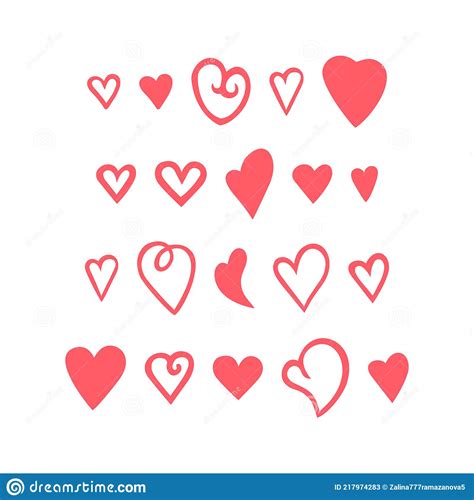 Hand Drawn Heart Sign Vector Love Symbols Set Illustration Doodle Love Icon Stock Vector