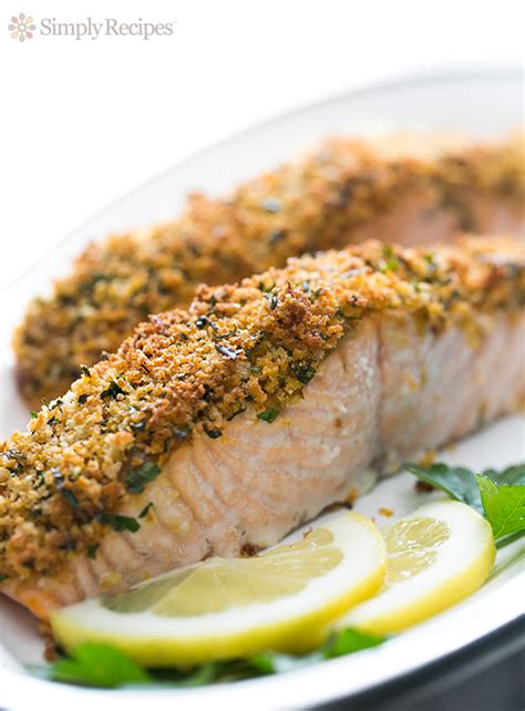 Ingredients you need to make oven baked salmon: Panko-Crusted Baked Salmon Recipe | SimplyRecipes.com