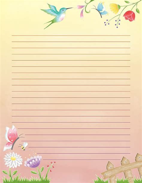 Hummingbird Printable Stationery Letter Writing Paper Free Printable