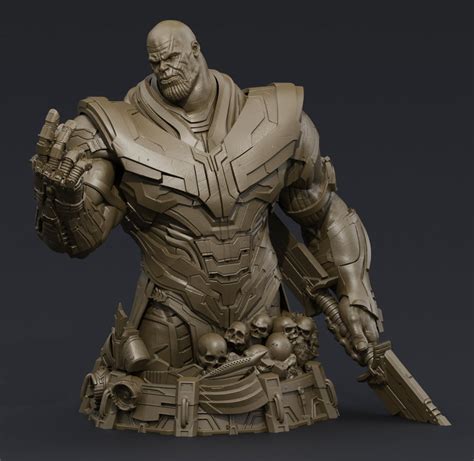 Thanos Bust 3d Print Statue Marvel Stl Model Dc Comic Hero Miniature