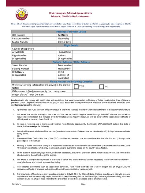 Qatar Customer Acknowledgement Form Fill Online Printable Fillable