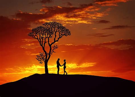 Love And Happiness Love Couple Sunset Silhouette Hd Wallpaper Peakpx