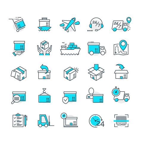 Set Of Color Delivery Icons For Your App Design Project Logistic Icons