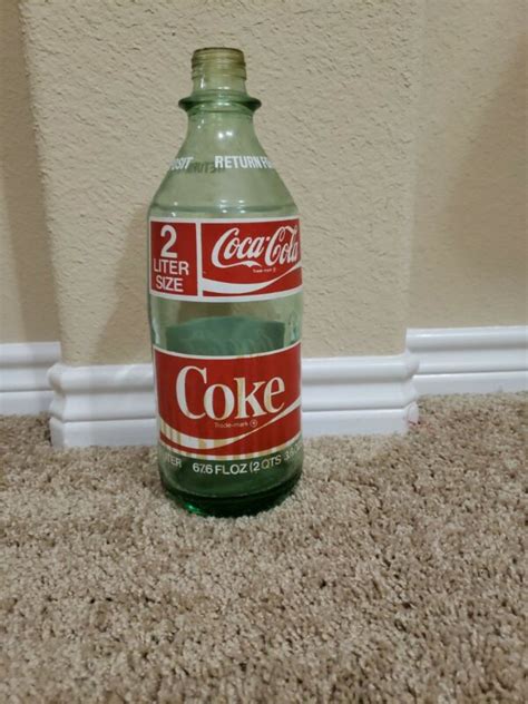 Vintage Coca Cola 2 Liter Green Glass Bottle 676 Fl Oz Antique