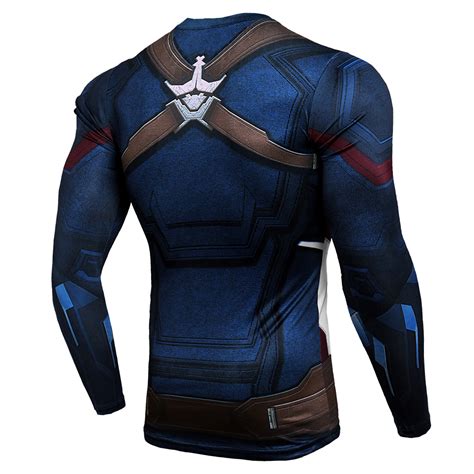 Captain America Workout Shirt Long Sleeve Pkaway