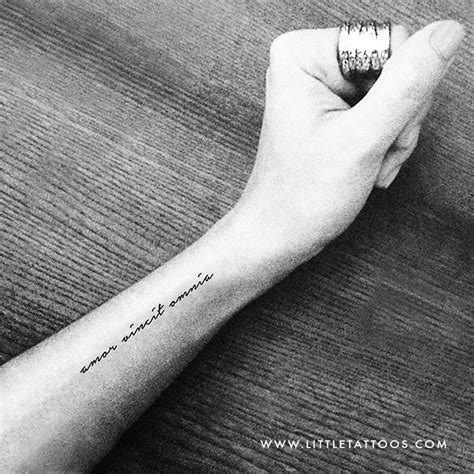 amor vincit omnia temporary tattoo set of 3 phrase tattoos latin phrase tattoos tattoo set