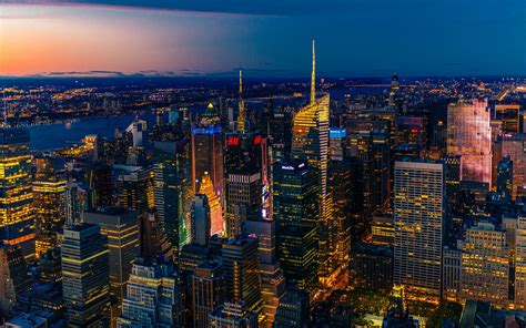 배경 화면 뉴욕 야경 파노라마 고층 빌딩 조명 미국 1920x1200 Hd 그림 이미지