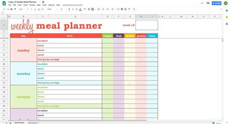 Google Sheets Meal Planner Template Free We See Cover How To Use It And Good Daily Practices