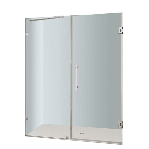 aston nautis 60 in x 72 in completely frameless hinged shower door in stainless steel the